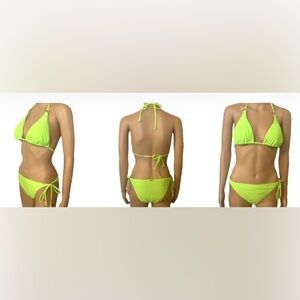 Relleciga designed in Paris Neon Green Bikini Set size M swimwear women’s nwt